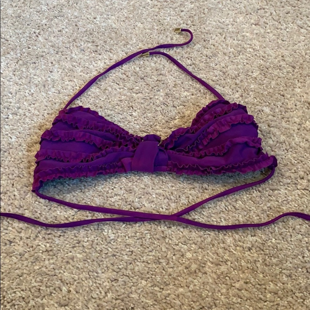 Purple Ruffle Bikini Top